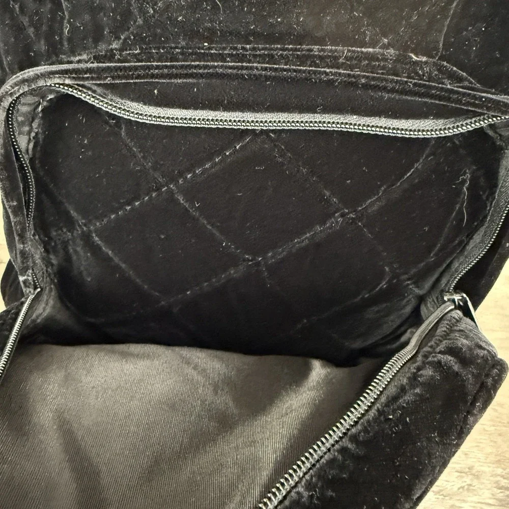 Vtg Banana Republic Backpack‎ Velvet Black Preppy Minimalist 90s Quilted NOS